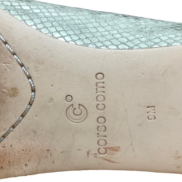 Corso Como Ballet Flat Leather Callie Silver Metallic Size 9 - Picture 13 of 16